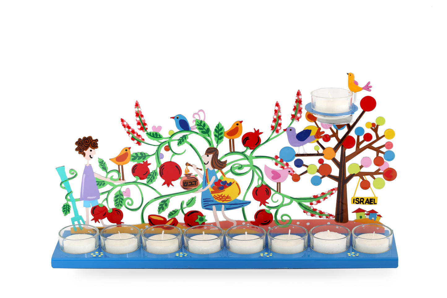 Pomegranate Hanukkiah (Blue)