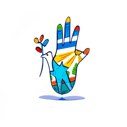 Dove Hamsa with Stand (Blue)
