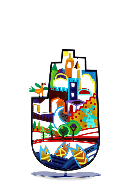 Jerusalem Hamsa with Stand (Blue)