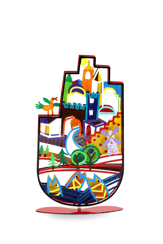 Jerusalem Hamsa with Stand (Red)