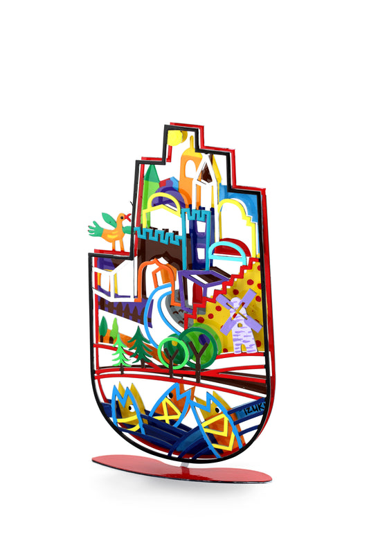 Jerusalem Hamsa with Stand (Red)