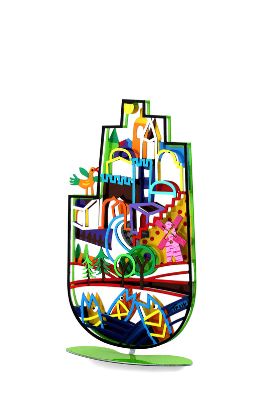 Jerusalem Hamsa with Stand (Green)