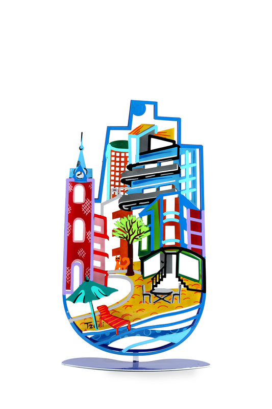Tel Aviv Hamsa with Stand (Blue)