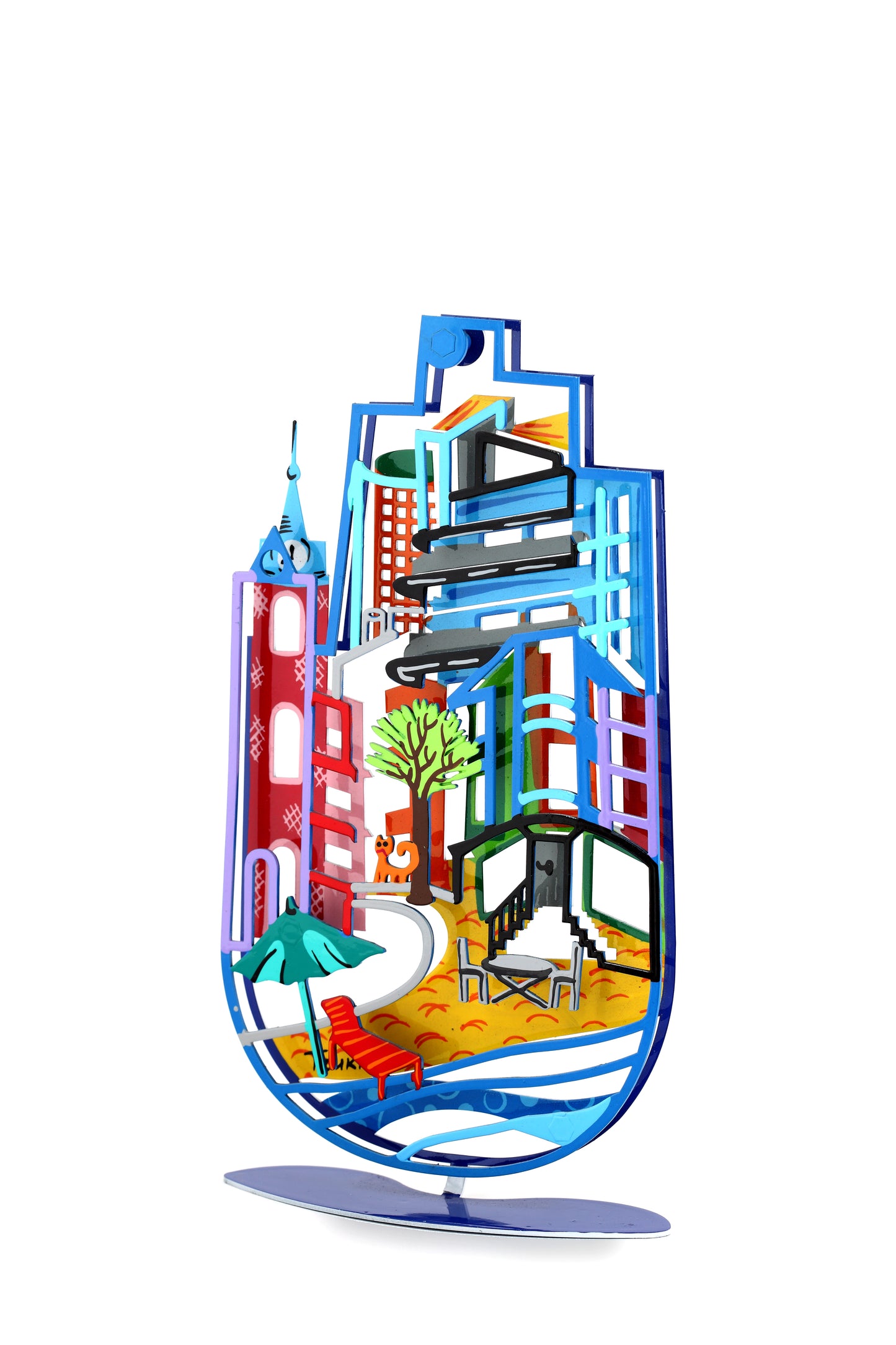 Tel Aviv Hamsa with Stand (Blue)