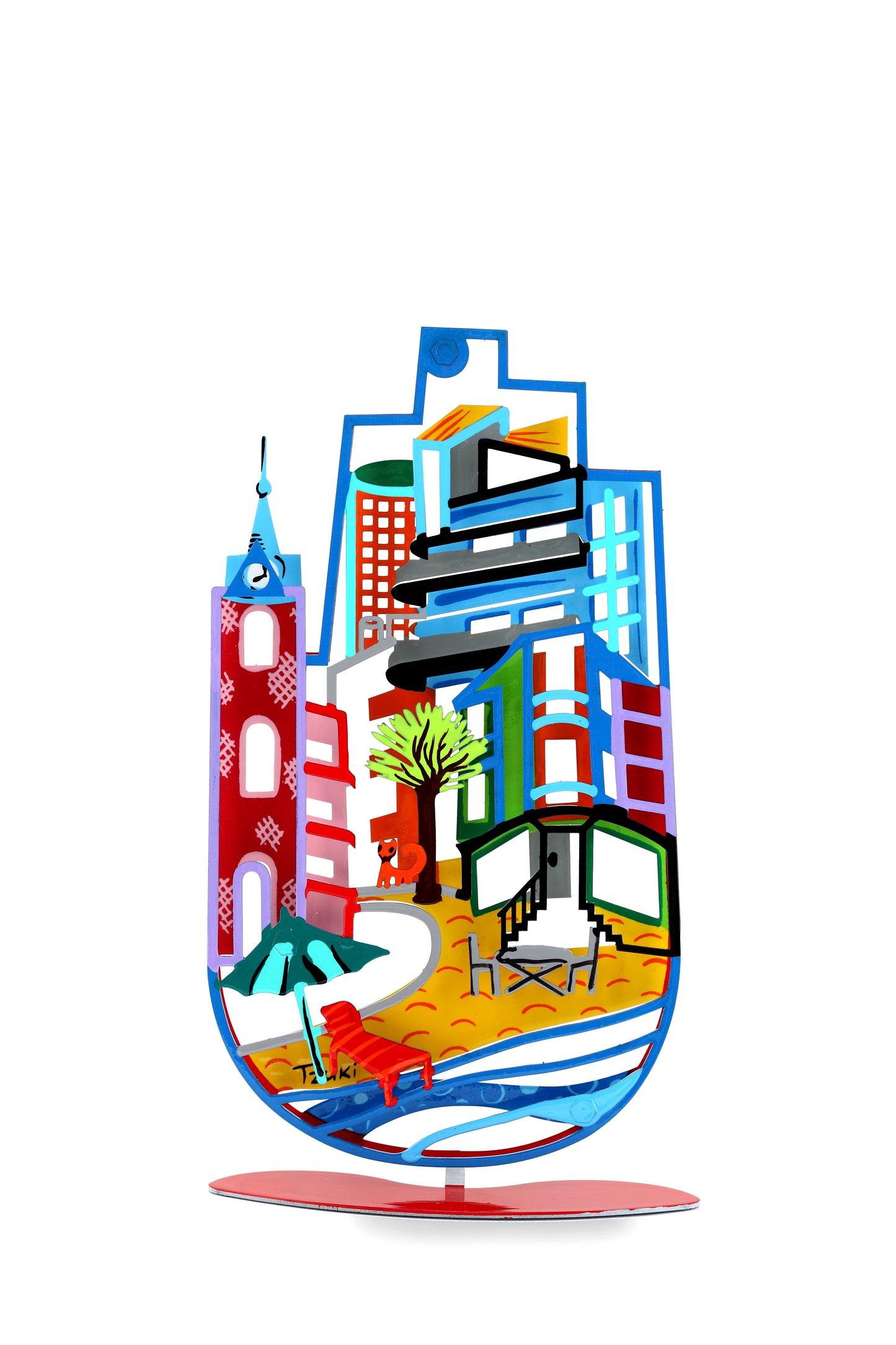 Tel Aviv Hamsa with Stand (Red)