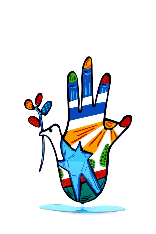 Dove Hamsa with Stand (Turquoise)