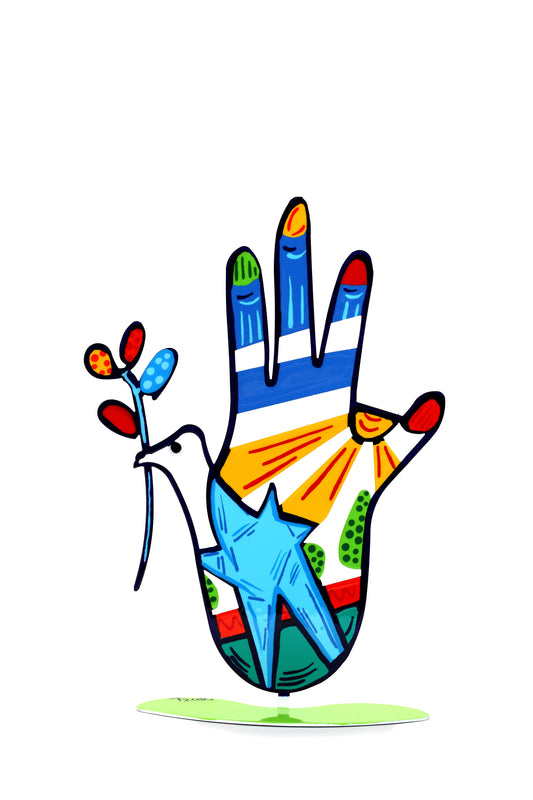 Dove Hamsa with Stand (Green)