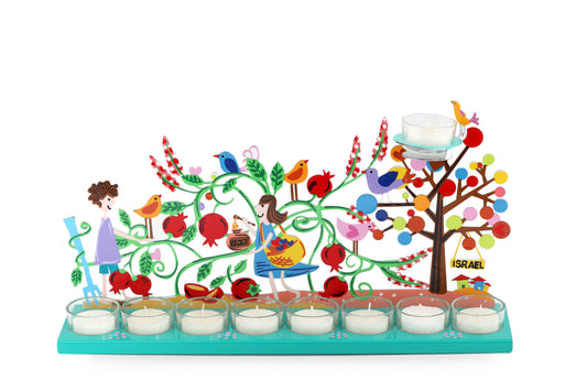 Pomegranate Hanukkiah (Turquoise)