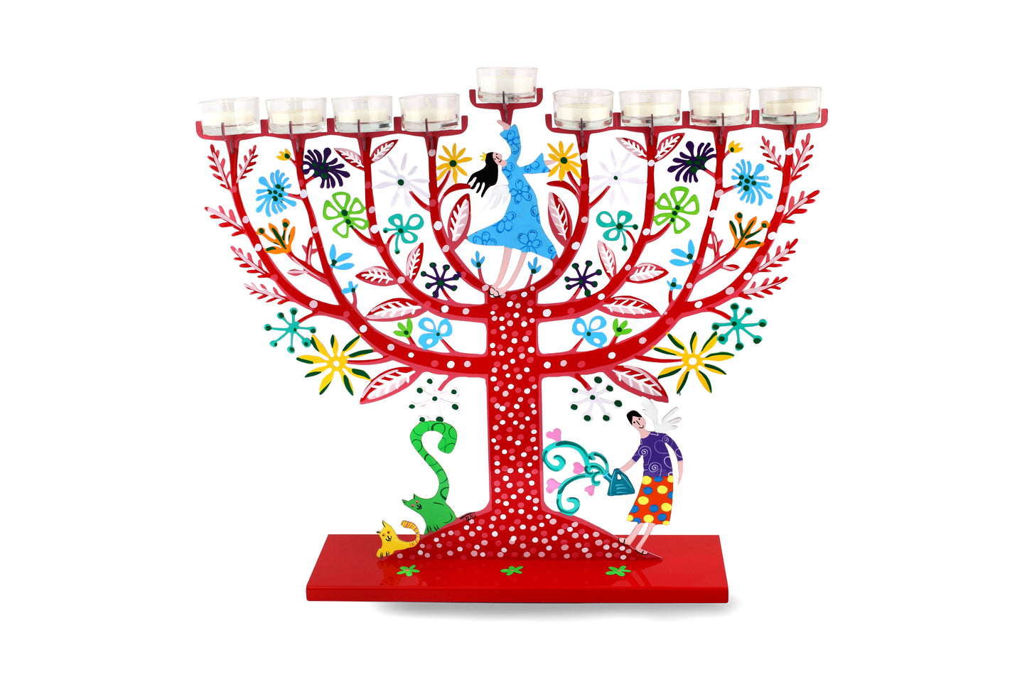 Family Tree Hanukkiah (Red)