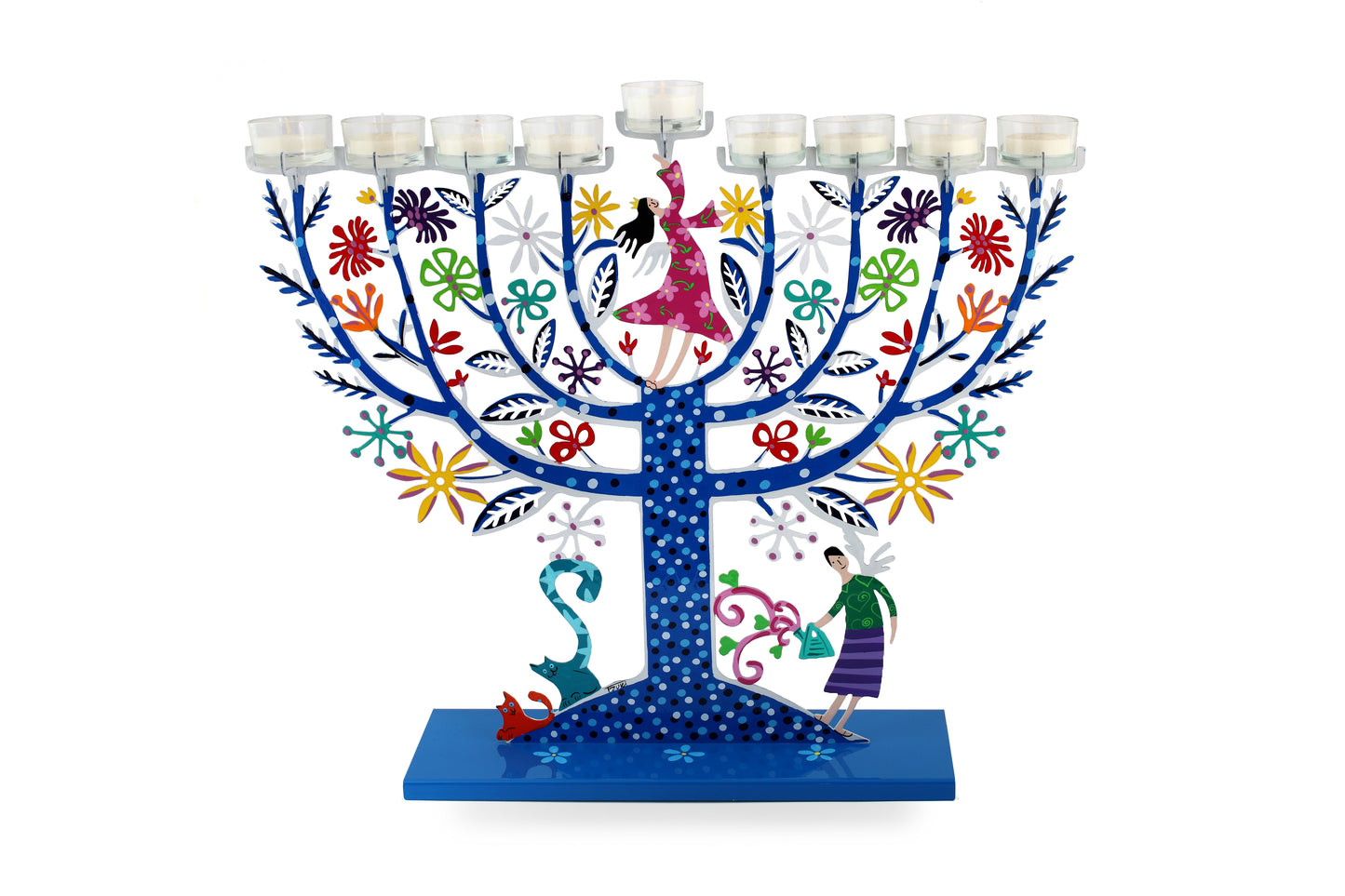 Family Tree Hanukkiah (Blue)